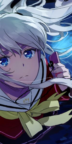 Phone wallpaper: Anime, Water, Night, Blue Eyes, Charlotte, School Uniform, Long Hair, White Hair, B