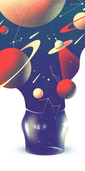 Phone wallpaper: Ufo, Universe, Art, Black Hole, Planets free download