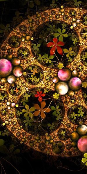 Multicolored Floral Fractal Mobile Wallpaper: A Kaleidoscope of Blooms