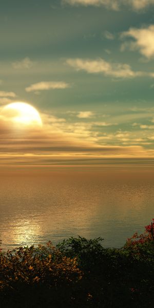 Breathtaking Sunset Landscape Over Calm Ocean Waters