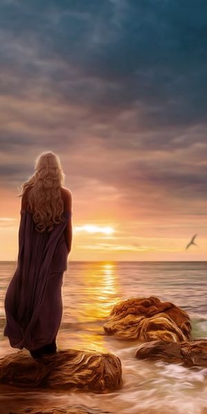 Game of Thrones Dragon at Sunset on the Seashore