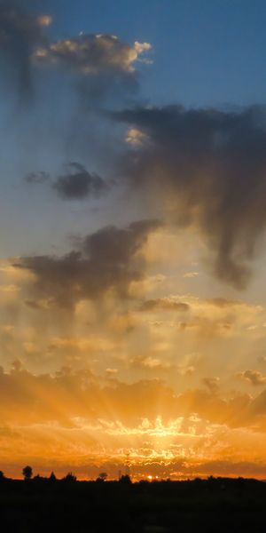 Phone wallpaper: Sunset, Beams, Sky, Clouds, Rays, Nature free download
