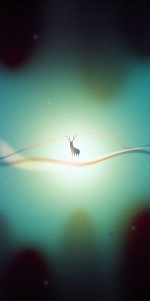 Phone wallpaper: Wavy, Light, Shine, Lines, Art, Deer free download