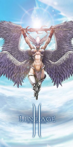 Epic Lineage II Angel Character Phone Wallpaper