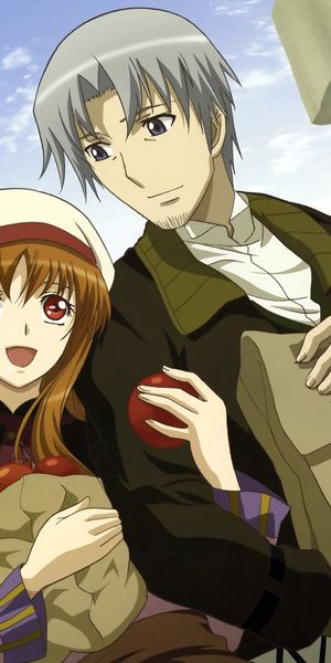 Kraft Lawrence and Holo - A Beautiful Anime Scene from Spice and Wolf