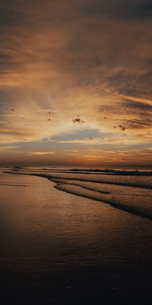 Phone wallpaper: Twilight, Dusk, Nature, Waves, Sunset, Beach, Sea free download