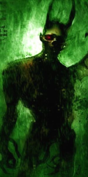 Eerie Dark Demon in Enigmatic Green Hues