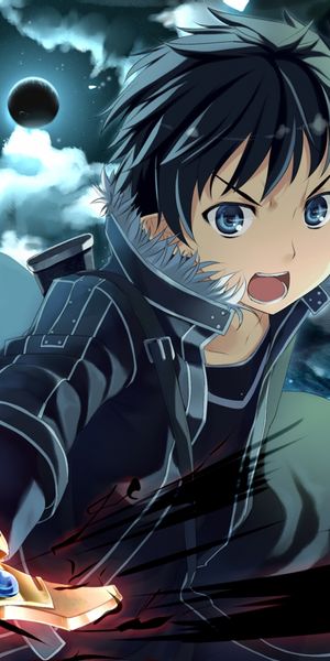 Dynamic 4K Mobile Wallpaper Featuring Kirito from Sword Art Online