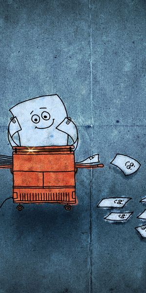 Charming Cartoon Printer with Papers for Mobile Wallpaper