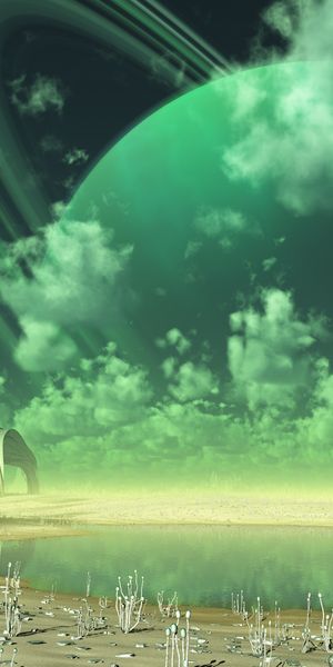 Phone wallpaper: Landscape, Sky, Planet, Sci Fi, Planetary Ring free download