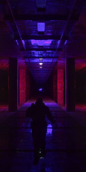 Phone wallpaper: Tunnel, Art, Neon, Dark, Silhouette free download