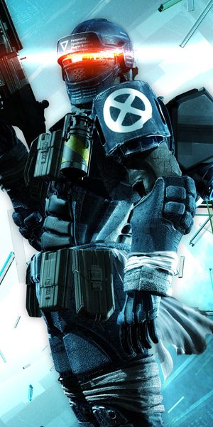Futuristic Soldier Phone Wallpaper in Turquoise - Perfect for Gamers