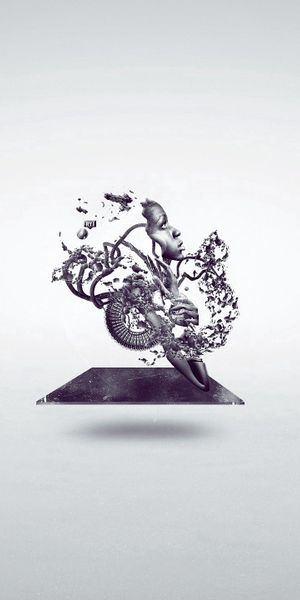 Abstract Explosion of a Girl Riding a Motorcycle