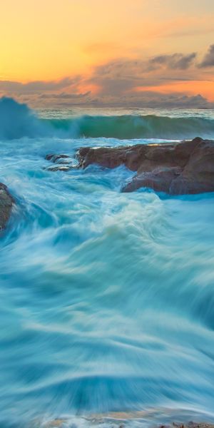 Phone wallpaper: Sunset, Earth, Wave free download
