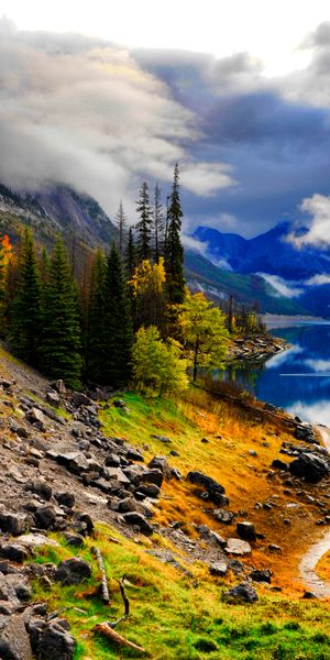 Breathtaking Mountain Landscape with Lake and Trees