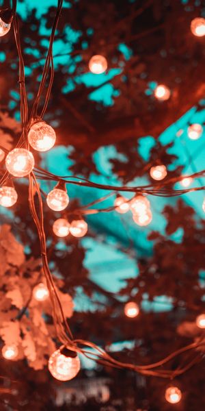 Illuminated Garland of Light Bulbs for a Magical Mobile Wallpaper
