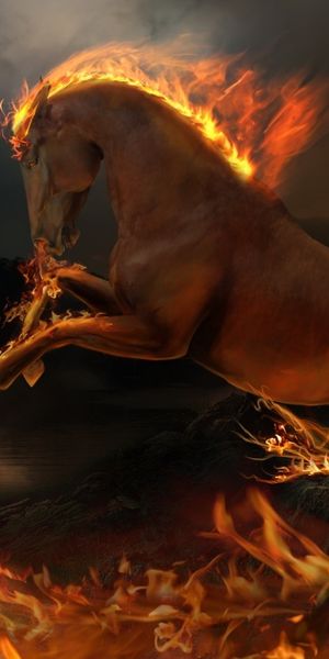 Dynamic Fiery Horse Wallpaper: Perfect for iPhone Backgrounds