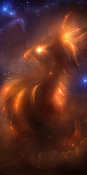 Enchanting Phone Wallpaper Featuring a Cosmic Bird Among Stars