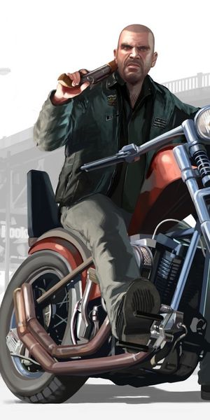Grand Theft Auto Character with Motorcycle Wallpaper