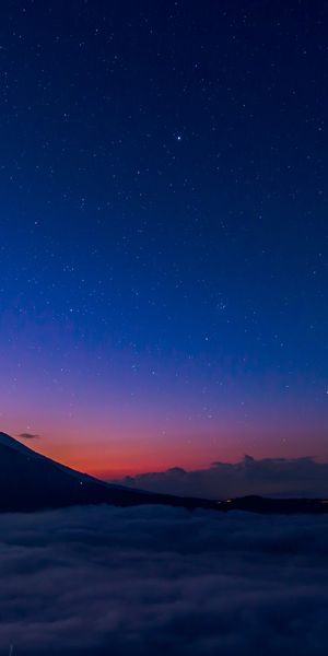 Breathtaking Night View of Mountains with Stars and Clouds