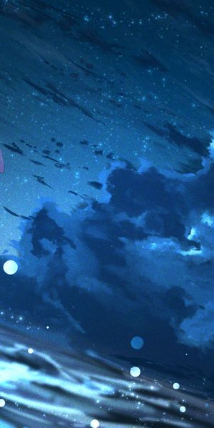 Anime Girl in a Starry Night Sky