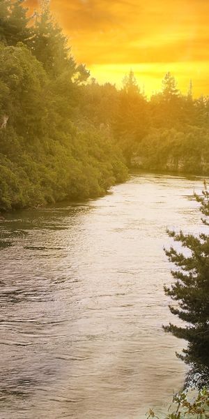 Breathtaking New Zealand River Sunset - HD Mobile Wallpaper for Nature Lovers