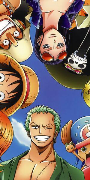 Vibrant One Piece Character Wallpaper Featuring Monkey D. Luffy and Friends