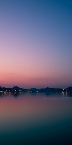 Breathtaking Sunset Landscape Over Lakes and Mountains