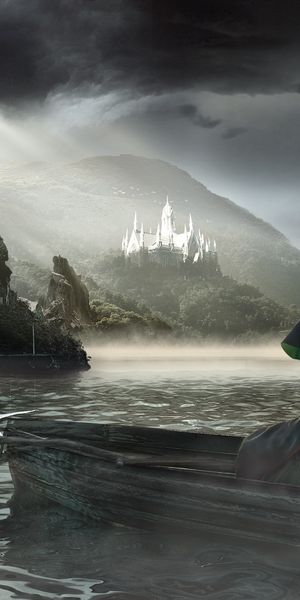 Mystical Night Scene with Grim Reaper on a Lake