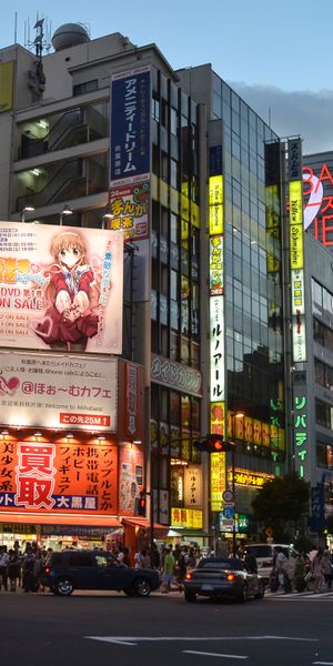 Phone wallpaper: Cities, City, Japan, Street, Tokyo, Man Made, Billboards free download
