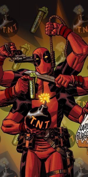 Deadpool: Action-Packed Comic Wallpaper for Your Mobile Device