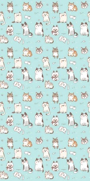 Delightful mobile wallpaper featuring playful kittens on a soft blue background