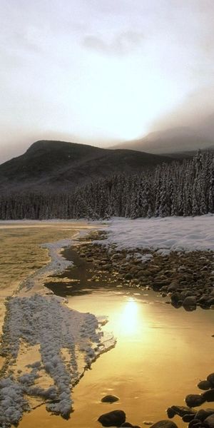Phone wallpaper: Snow, Rivers, Landscape, Nature, Mountains free download