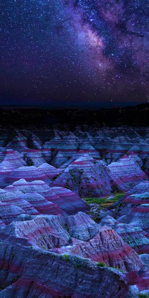 Phone wallpaper: Mountains, Night, Mountain, Earth, Badlands National Park free download