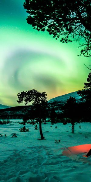 Breathtaking Winter Campsite Under the Northern Lights