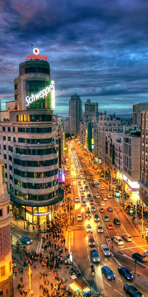 Evening Cityscape of Madrid: A Beautiful Urban Wallpaper