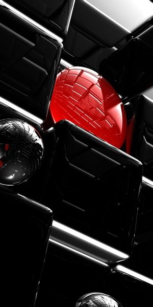 Captivating 3D Black and Red Cube Art Wallpaper