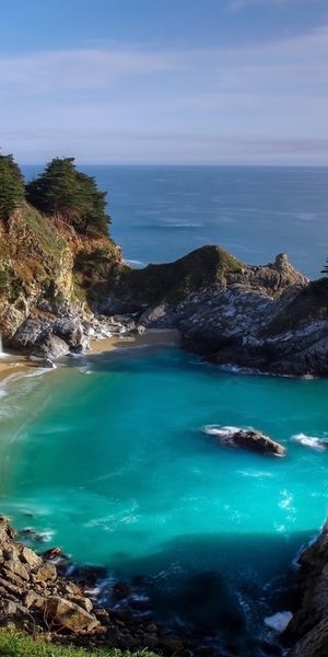 Breathtaking Beach and Mountain Landscape Wallpaper