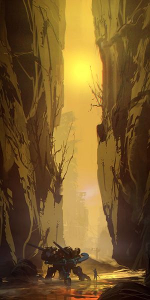 Incredible Sci-Fi Gorge Featuring a Robot and Human