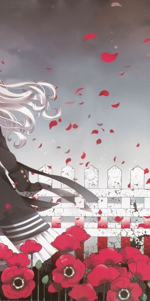 Anime Girl Surrounded by Flowers - Perfect Mobile Wallpaper