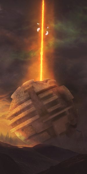 Futuristic Fire Ball: A Stunning Sci-Fi Phone Wallpaper