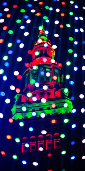 Phone wallpaper: Lights, Miscellaneous, Building, Glare, Miscellanea, Multicolored, Motley, Circles