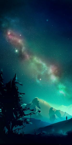Aurora Borealis: Beautiful Vector Art in Mountain Landscape