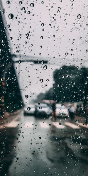Rainy Cityscape with Macro Glass Drops