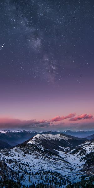 Breathtaking Snowy Dolomites with a Starry Sky