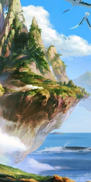 Phone wallpaper: Landscape, Fantasy, Dragon, Oriental free download