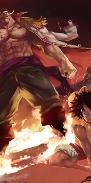 Dynamic Edward Newgate and Monkey D. Luffy 4K iPhone Wallpaper for Anime Fans
