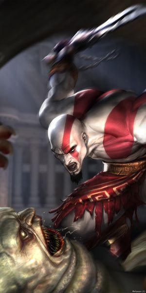 God of War: Kratos in Action - Epic Mobile Wallpaper