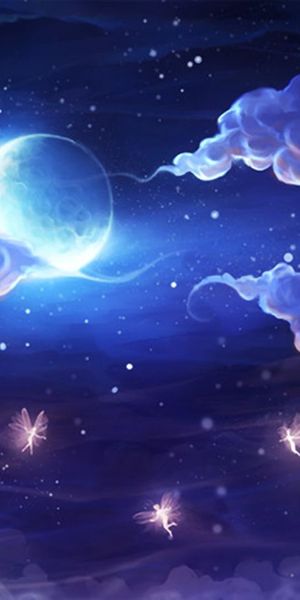Fantasy Moonlit Sky Wallpaper: Dreamy Clouds and Stars in 4K