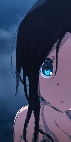 Beautiful Anime Girl in Starry Night Sky